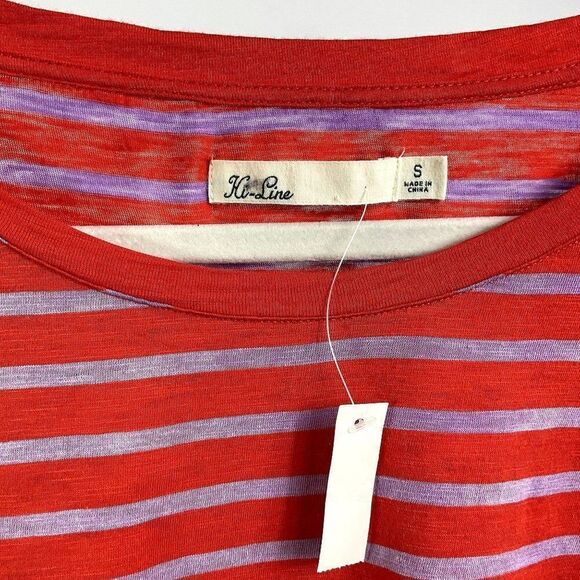Madewell Hi Line Striped Top, NWT, size small, red/purple - Picture 3 of 6